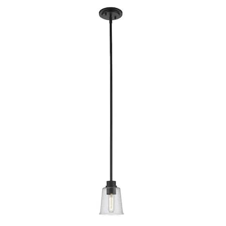 Z-Lite Bohin 1 Light Mini Pendant, Matte Black And Clear Seedy 464MP-MB